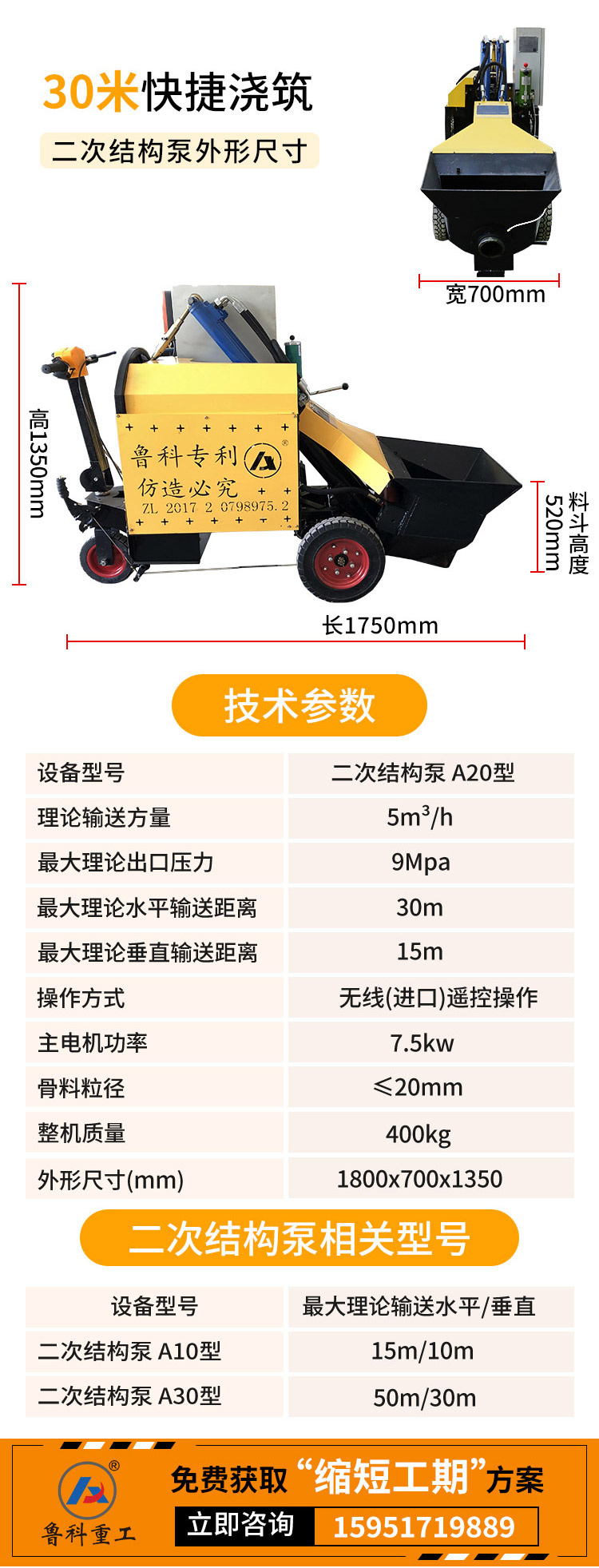 魯科重工二次結構泵施工現場